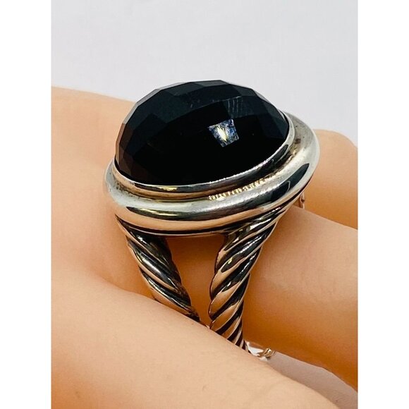 David Yurman Albion Onyx Sterling Silver 925 Oval Ring Size 8 - Picture 11 of 13